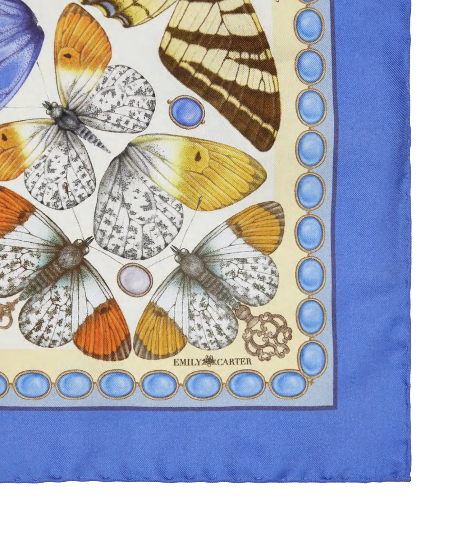 The British Butterfly Silk Neckerchief Lemon | 45x45cm