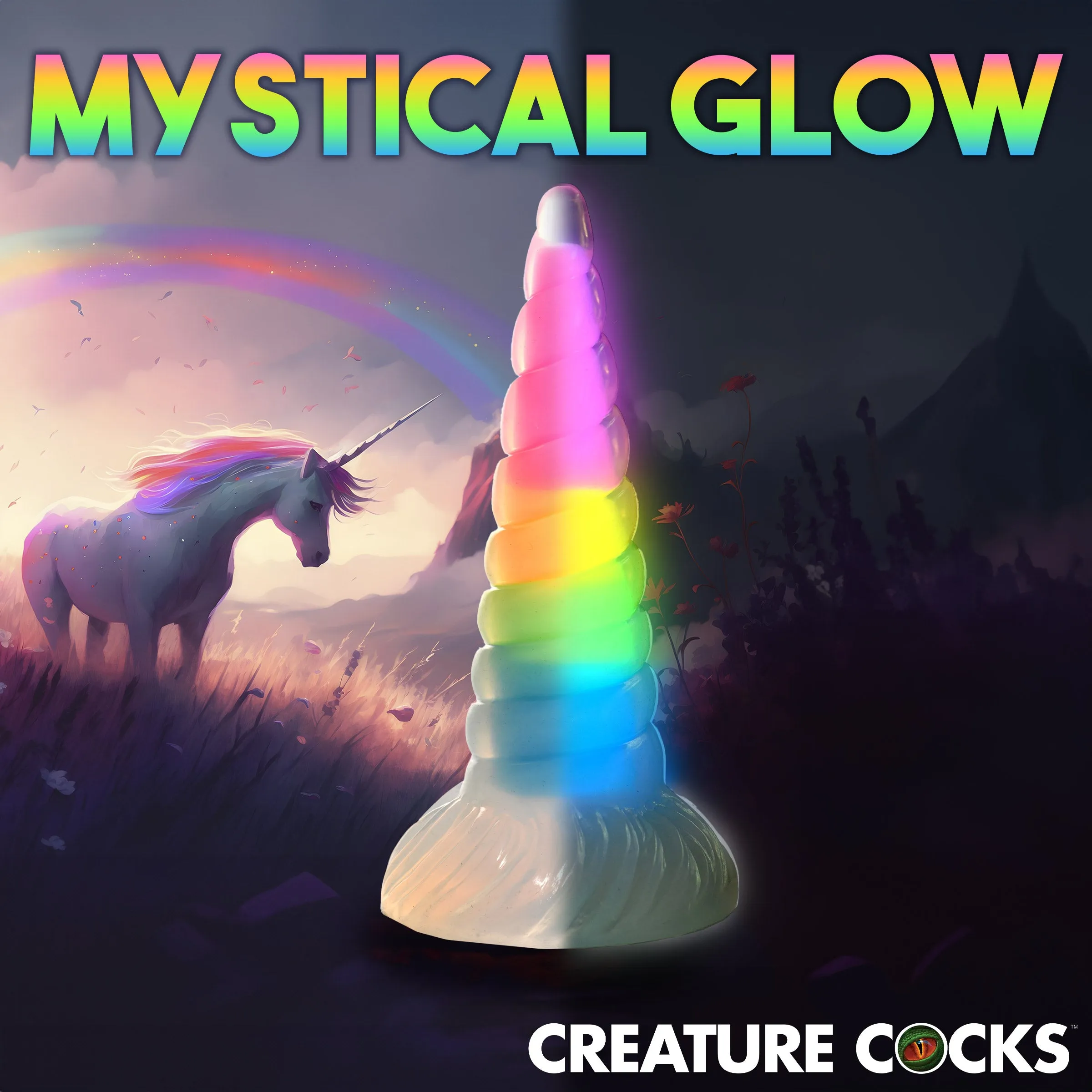 Uni-glow Glow-in-the-dark Rainbow Silicone Dildo