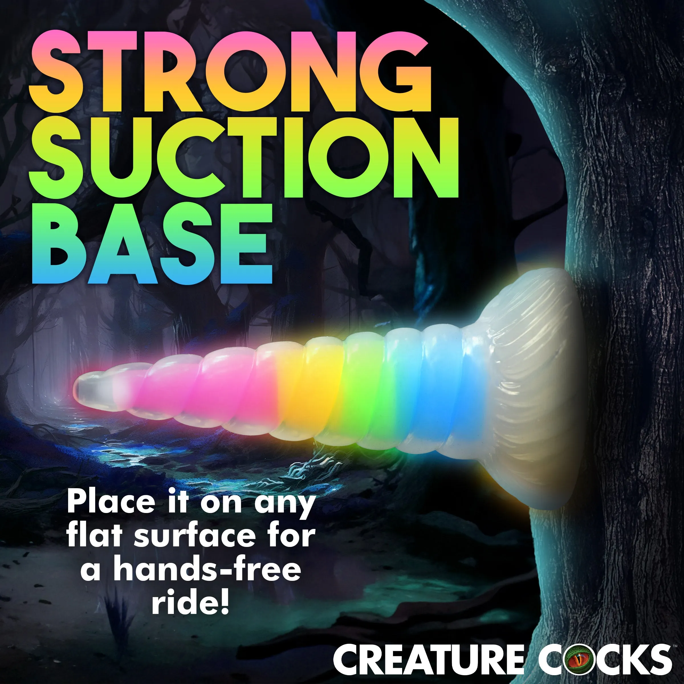 Uni-glow Glow-in-the-dark Rainbow Silicone Dildo