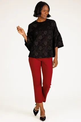 Upton Top in Black Floral Stretch Jacquard