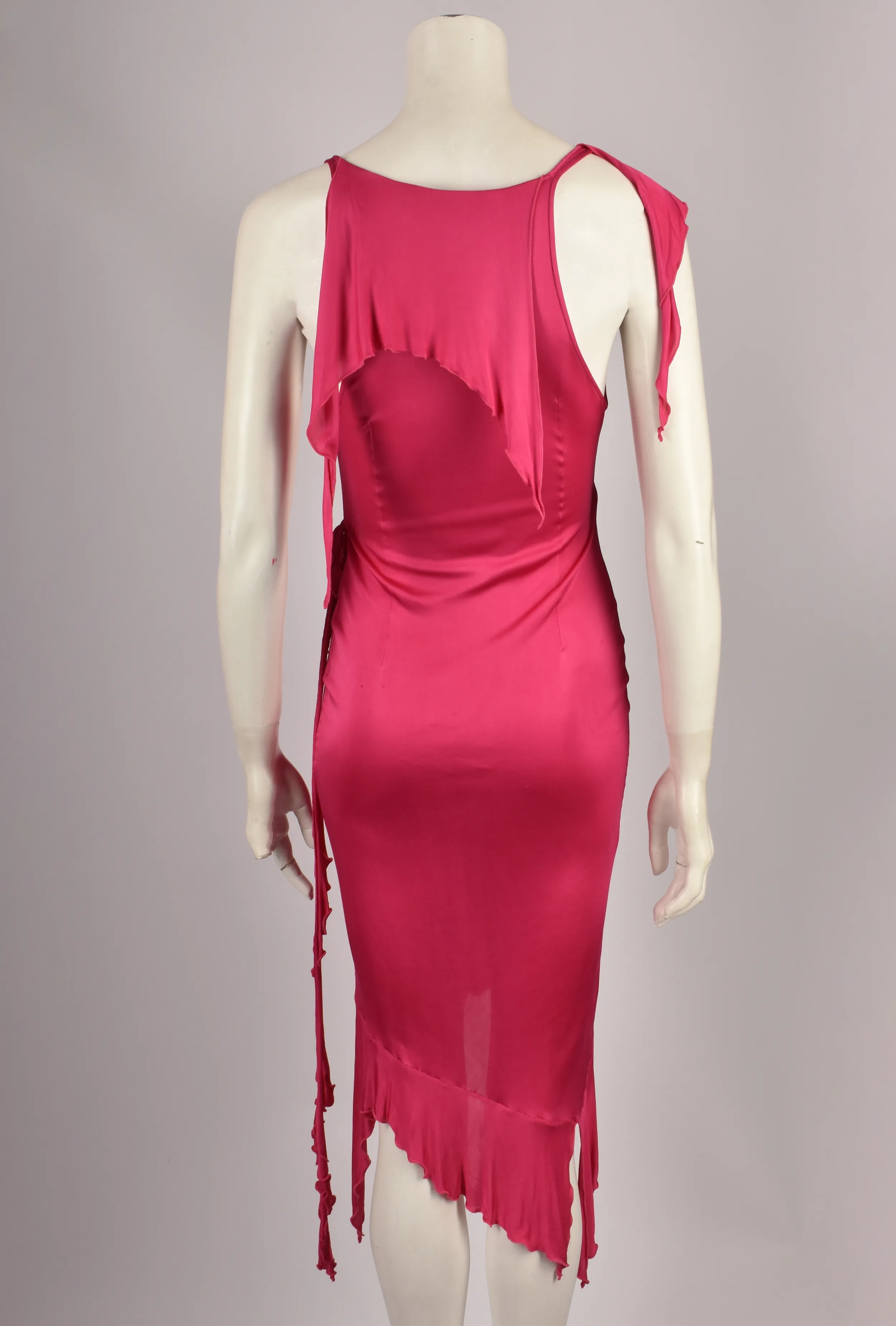 VERSACE S/S 2004 PINK SILK ELASTIC MINI DRESS