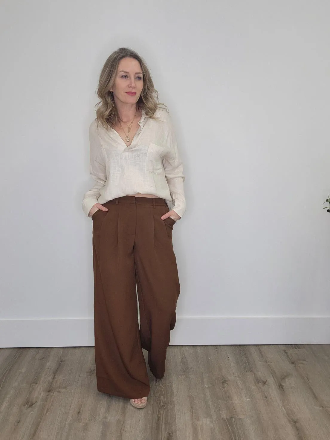 Wide Leg Dress Pant - Hazelnut