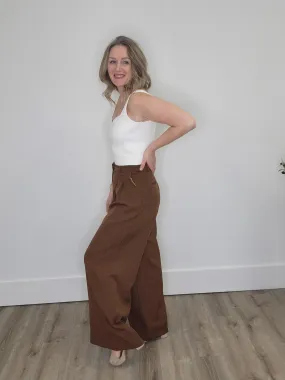 Wide Leg Dress Pant - Hazelnut