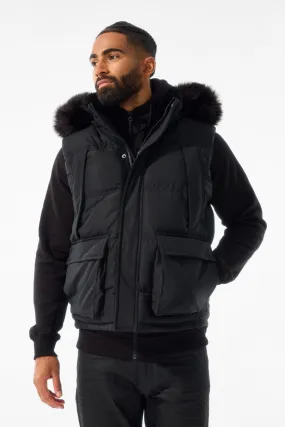 Yukon Fur Lined Puffer Vest (Black)