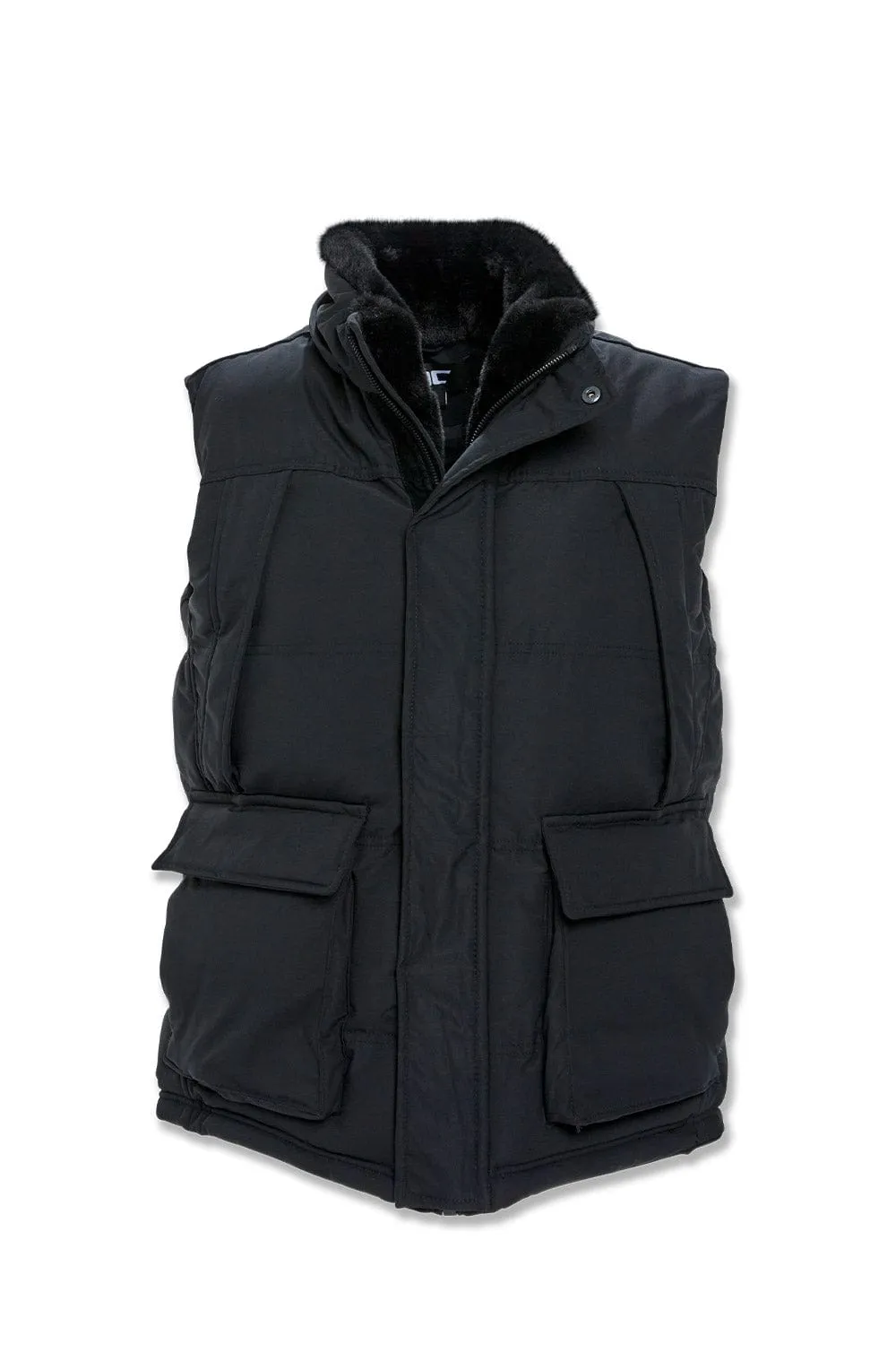 Yukon Fur Lined Puffer Vest (Black)