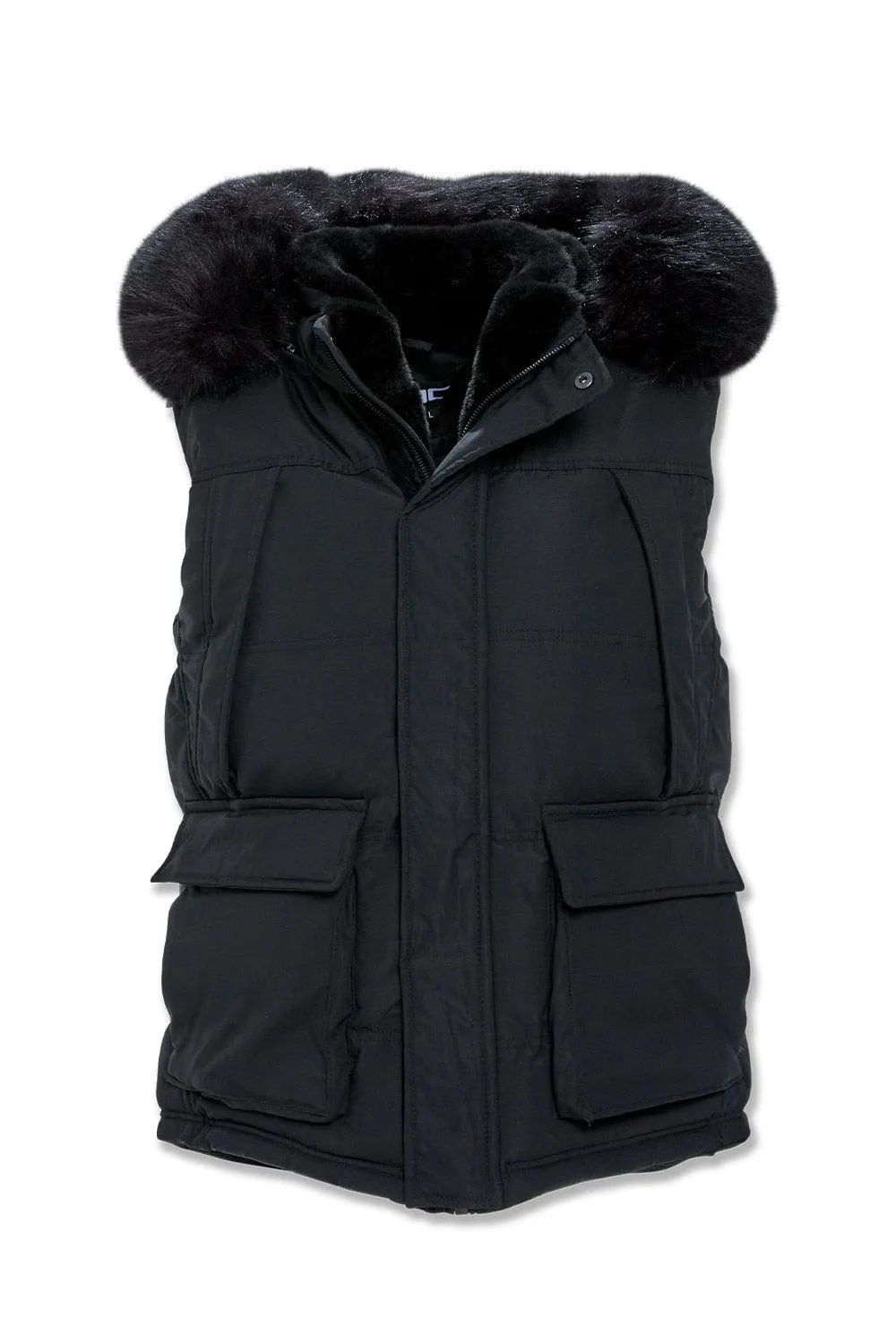 Yukon Fur Lined Puffer Vest (Black)