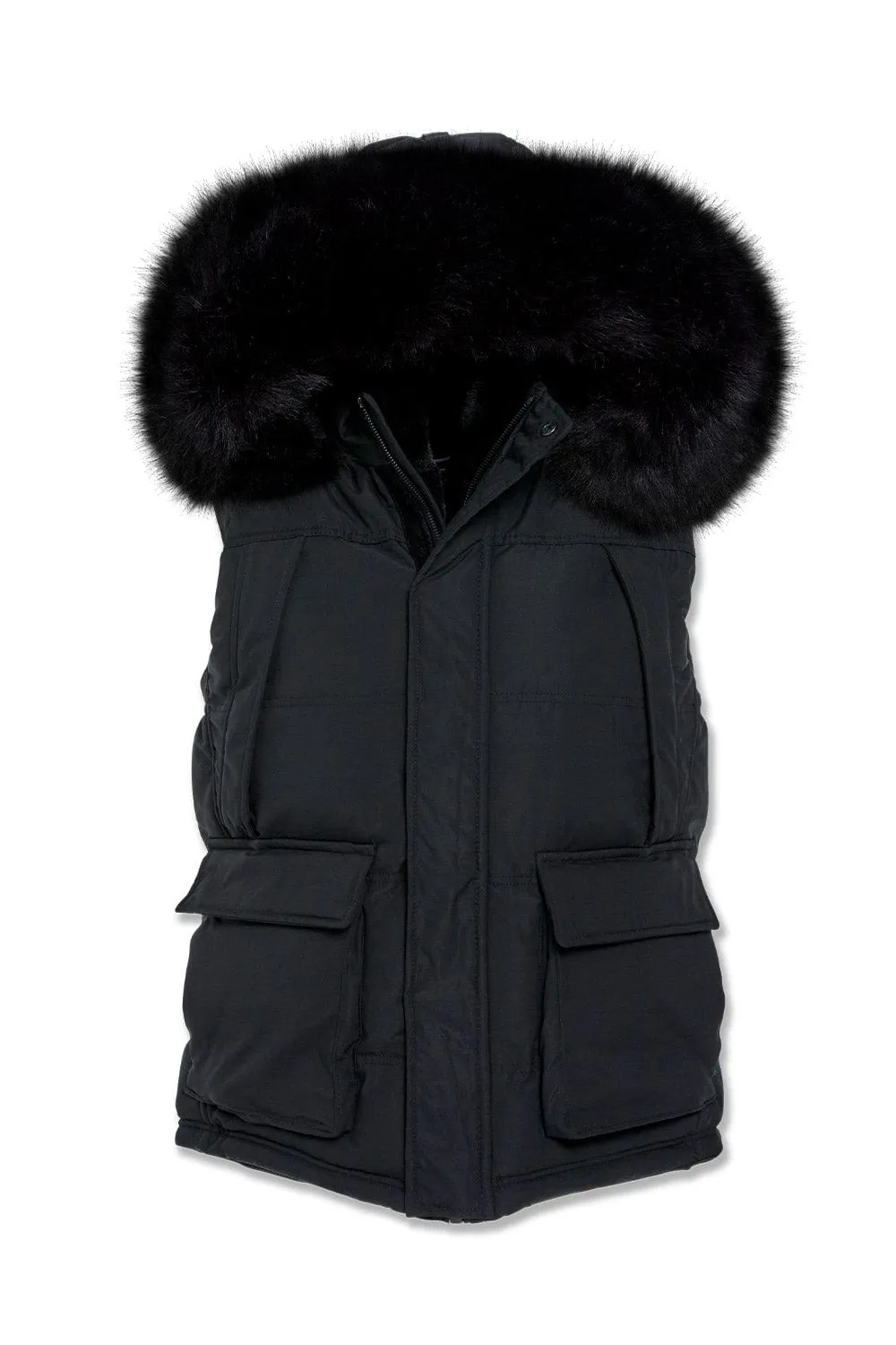 Yukon Fur Lined Puffer Vest (Black)