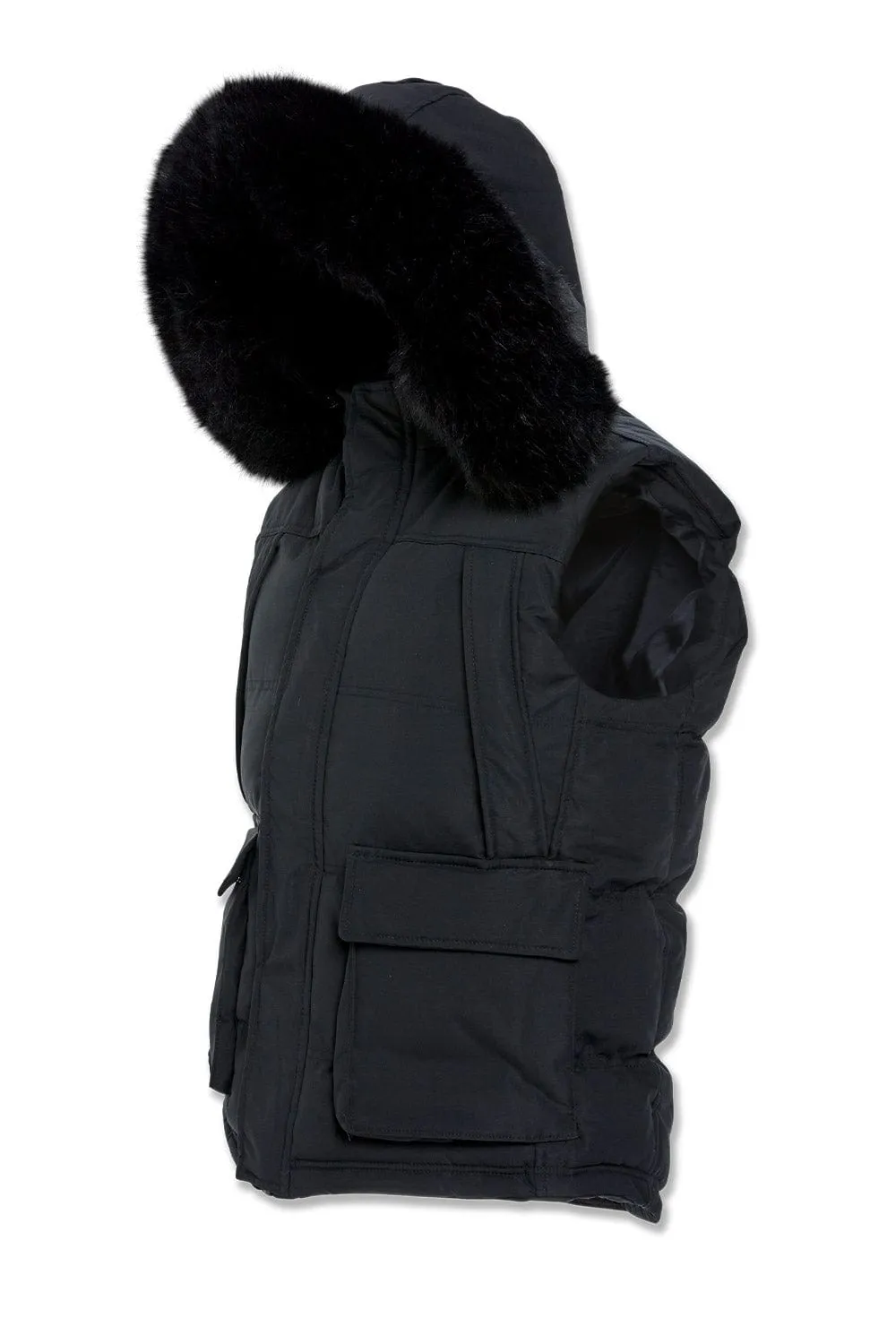 Yukon Fur Lined Puffer Vest (Black)